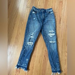 Abercrombie girlfriend jeans, straight leg, distressed, size 25/0